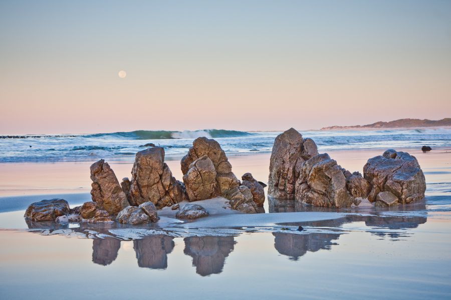 Moonset at sunrise