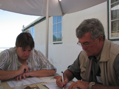 Penny and Pietman filling in the bird lists