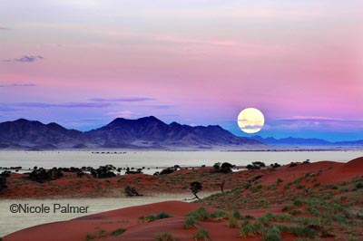 Moon rise over Dina Namibia